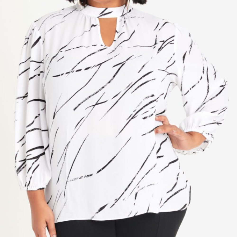 Printed Crepe Keyhole Blouse - 22/24
